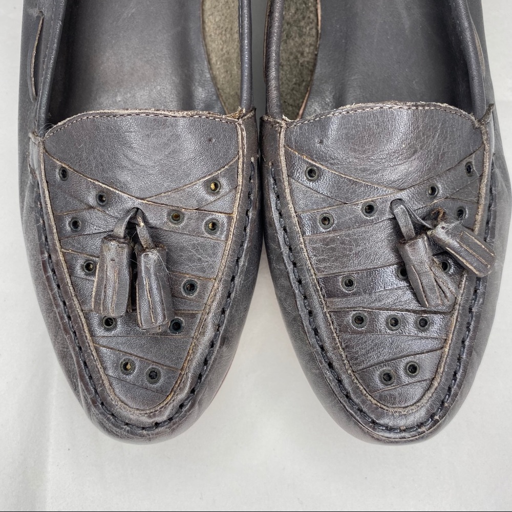 Vintage 80s tassel loafers, grey, size 8 NWT